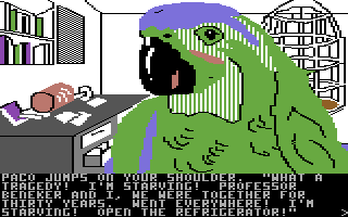 Amazon (Commodore 64) screenshot: You've met Paco the parrot