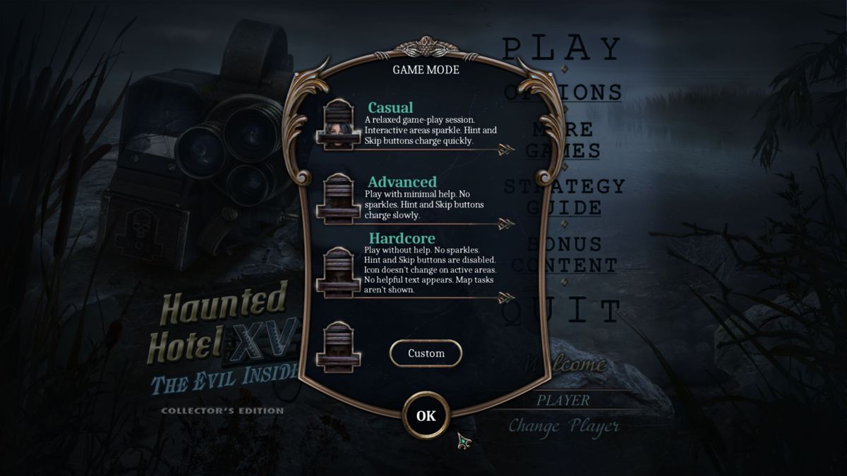 Haunted Hotel XV: The Evil Inside (Collector's Edition) (Windows) screenshot: The Collector's Edition does not add to the number of difficulty settings