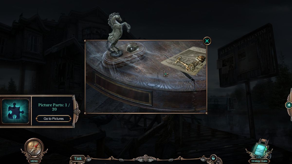 Haunted Hotel XV: The Evil Inside (Collector's Edition) (Windows) screenshot: This is the way the game notifies the player that they have found a collectible picture piece