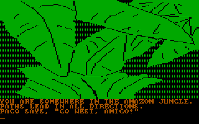 Amazon (DOS) screenshot: And now lost in the Amazon
