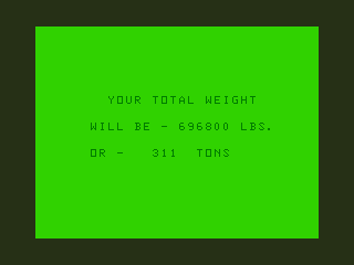 747 Flight Simulator (Dragon 32/64) screenshot: Plane Weight