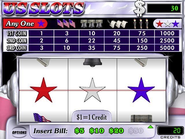 US Slots (Windows) screenshot: The game starts with the player putting some money in to buy credits