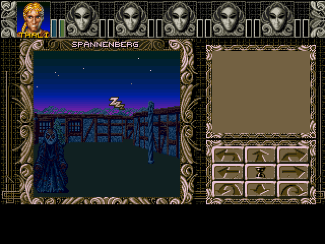 Ambermoon (Amiga) screenshot: Taking a walk around town at night