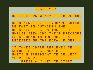 Bug Diver (Dragon 32/64) screenshot: Instructions