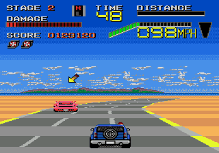 Chase H.Q. II (Genesis) screenshot: Spotted the red sports car on the Bay Bridge Freeway