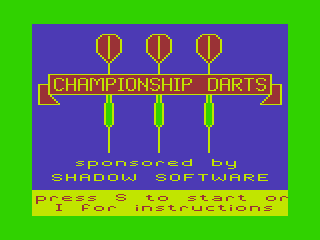 Championship Darts (Dragon 32/64) screenshot: Title Screen