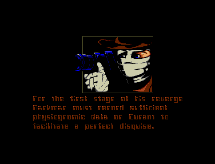 Darkman (Amiga) screenshot: Backstory