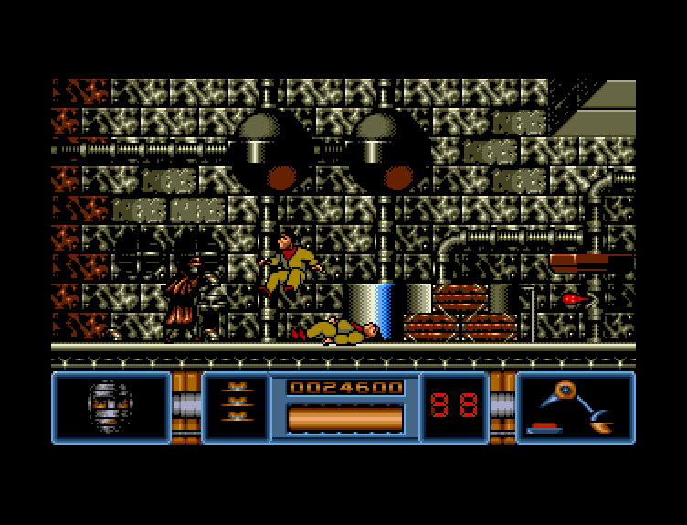 Darkman (Amiga) screenshot: Of course, your enemies won't let you escape easily
