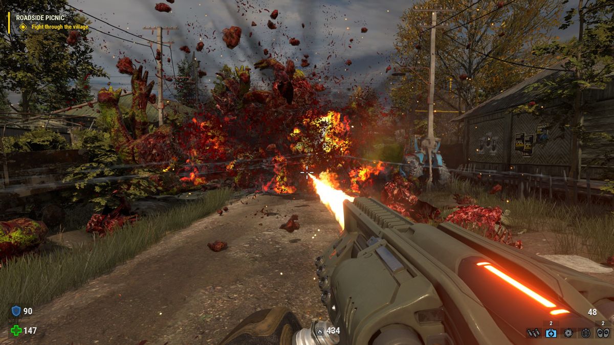 Serious Sam: Siberian Mayhem (Windows) screenshot: This flamethrower is very effective against large groups of enemies.