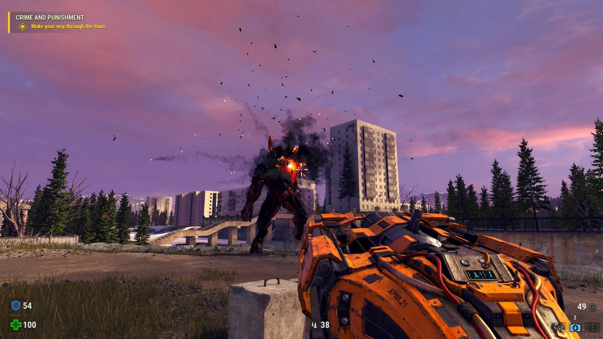 Serious Sam: Siberian Mayhem (Windows) screenshot: These giants take a lot of bullets to bring them down.