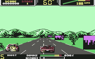 S.C.I.: Special Criminal Investigation (Commodore 64) screenshot: About to put the Porsche out of commission