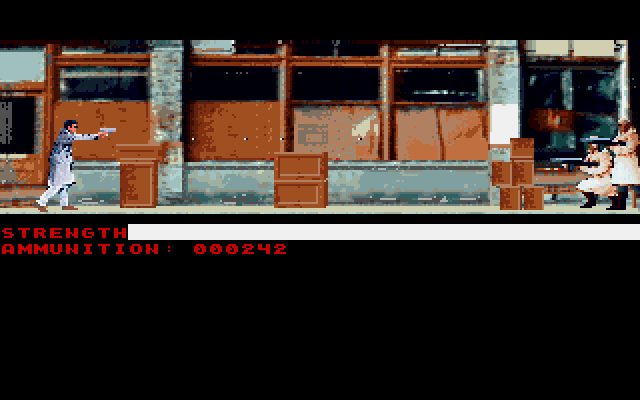 Mean Streets (DOS) screenshot: An action sequence
