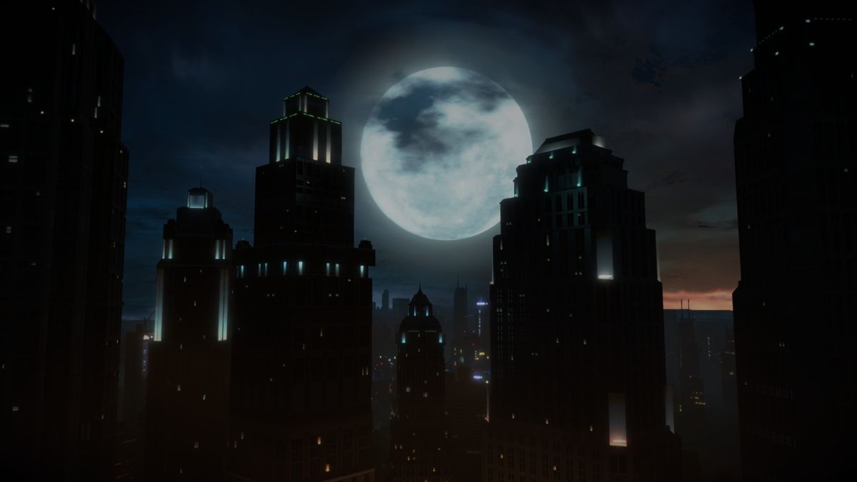 Batman: The Telltale Series - The Enemy Within (Windows) screenshot: A full moon lingers over Gotham