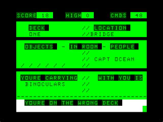 Death Cruise (Dragon 32/64) screenshot: On the Bridge