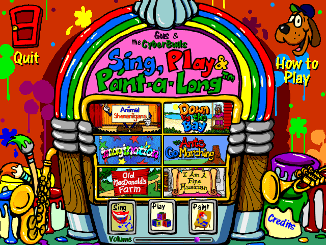 Gus and the Cyberbuds: Sing, Play & Paint-A-Long (Windows 16-bit) screenshot: Main menu