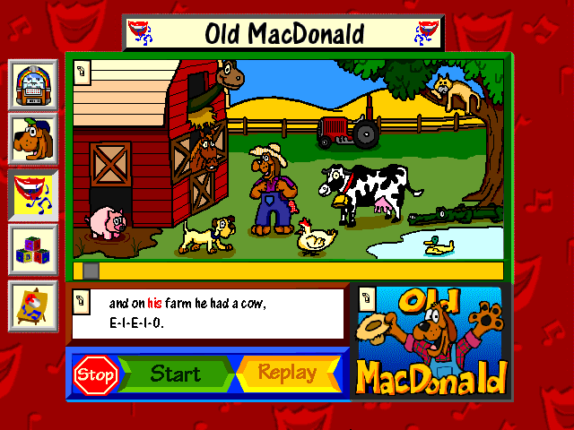 Gus and the Cyberbuds: Sing, Play & Paint-A-Long (Windows 16-bit) screenshot: Sing mode