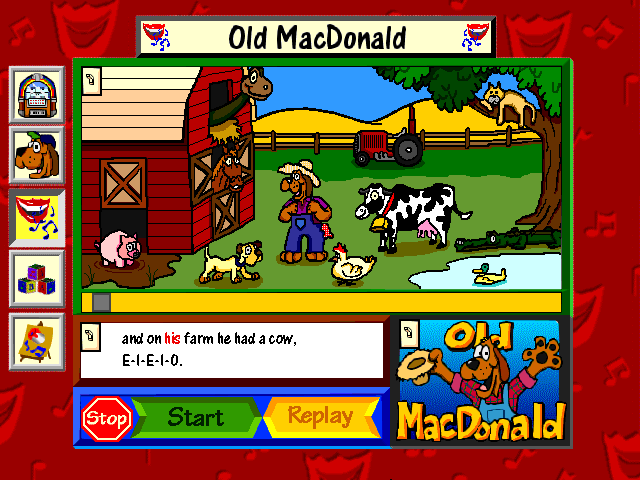 Gus and the Cyberbuds: Sing, Play & Paint-A-Long (Windows 3.x) screenshot: Sing mode
