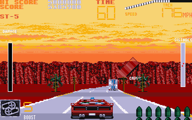 S.C.I.: Special Criminal Investigation (Amiga) screenshot: "Alpha-2 to Bravo-2. We have located the lorry. Over"