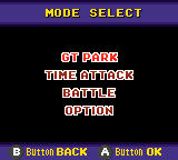 Pocket Racing (Game Boy Color) screenshot: Main menu