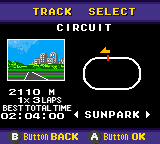 Pocket Racing (Game Boy Color) screenshot: First track - Circuit/Sunpark