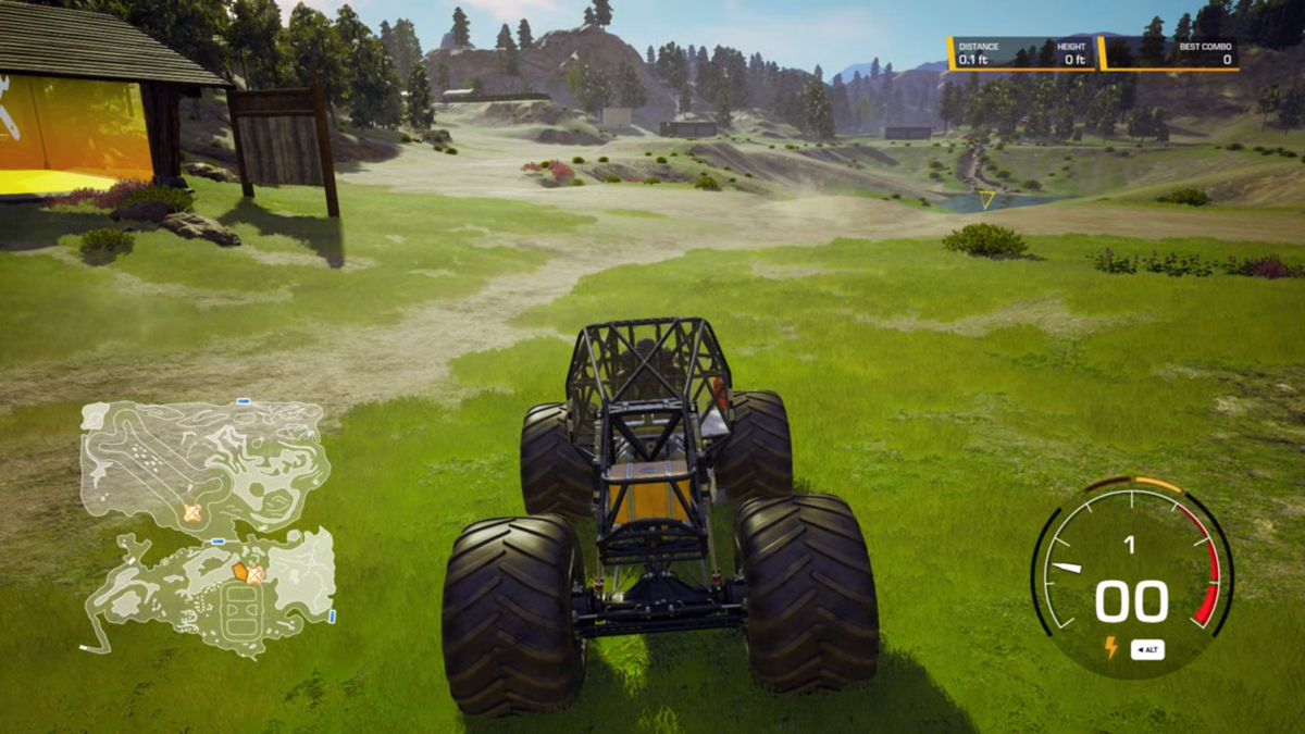 Monster Jam: Steel Titans 2 (Stadia) screenshot: There is a map in the bottom left corner.