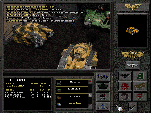 Final Liberation: Warhammer Epic 40,000 (Windows) screenshot: Encyclopedia