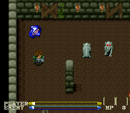 Lagoon (SNES) screenshot: The hero is tired. Too many monsters around