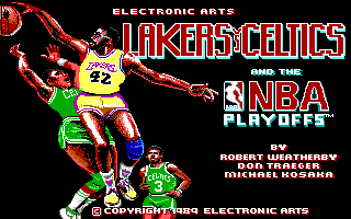 Lakers versus Celtics and the NBA Playoffs (DOS) screenshot: Title Screen