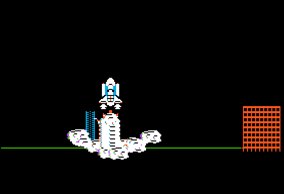First Encounter (Apple II) screenshot: Blasting into Space