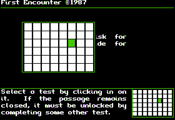 First Encounter (Apple II) screenshot: Choose a Challenge