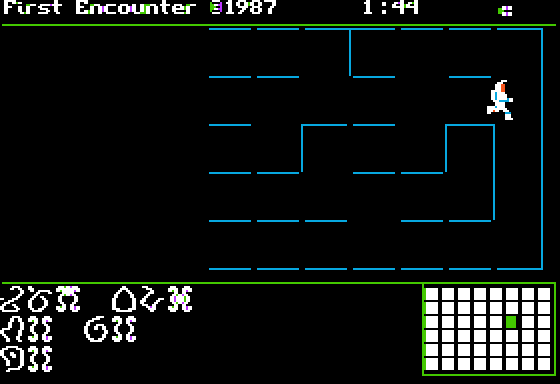 First Encounter (Apple II) screenshot: Exploring a Maze