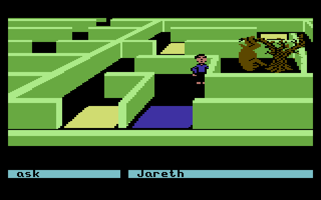 Labyrinth (Commodore 64) screenshot: Persecution of Ludo.