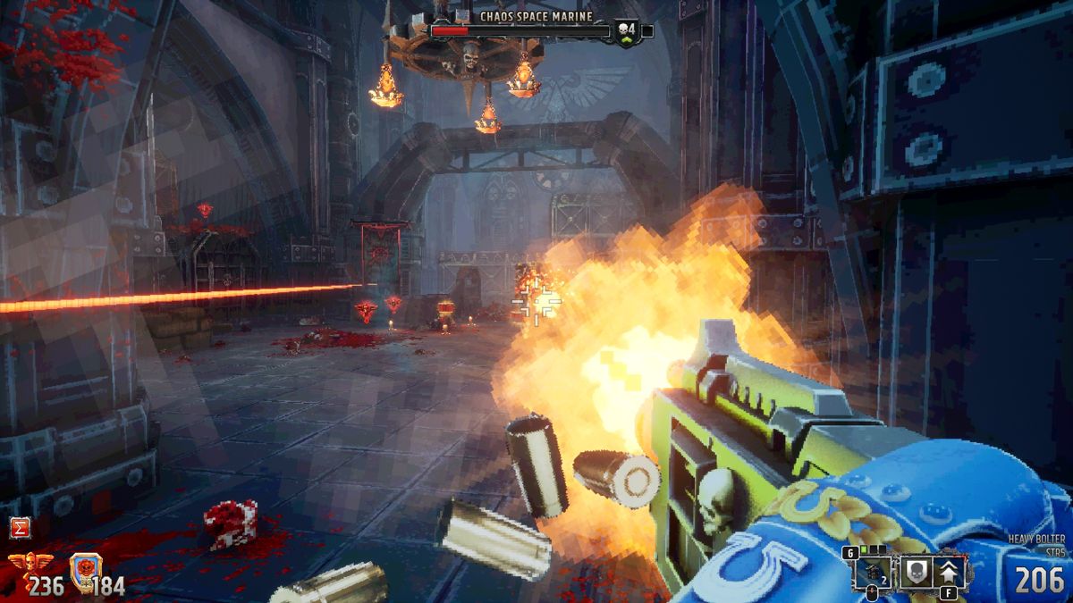 Warhammer 40,000: Boltgun (Windows) screenshot: This gun needs no reload: you fire until you are out of ammo.