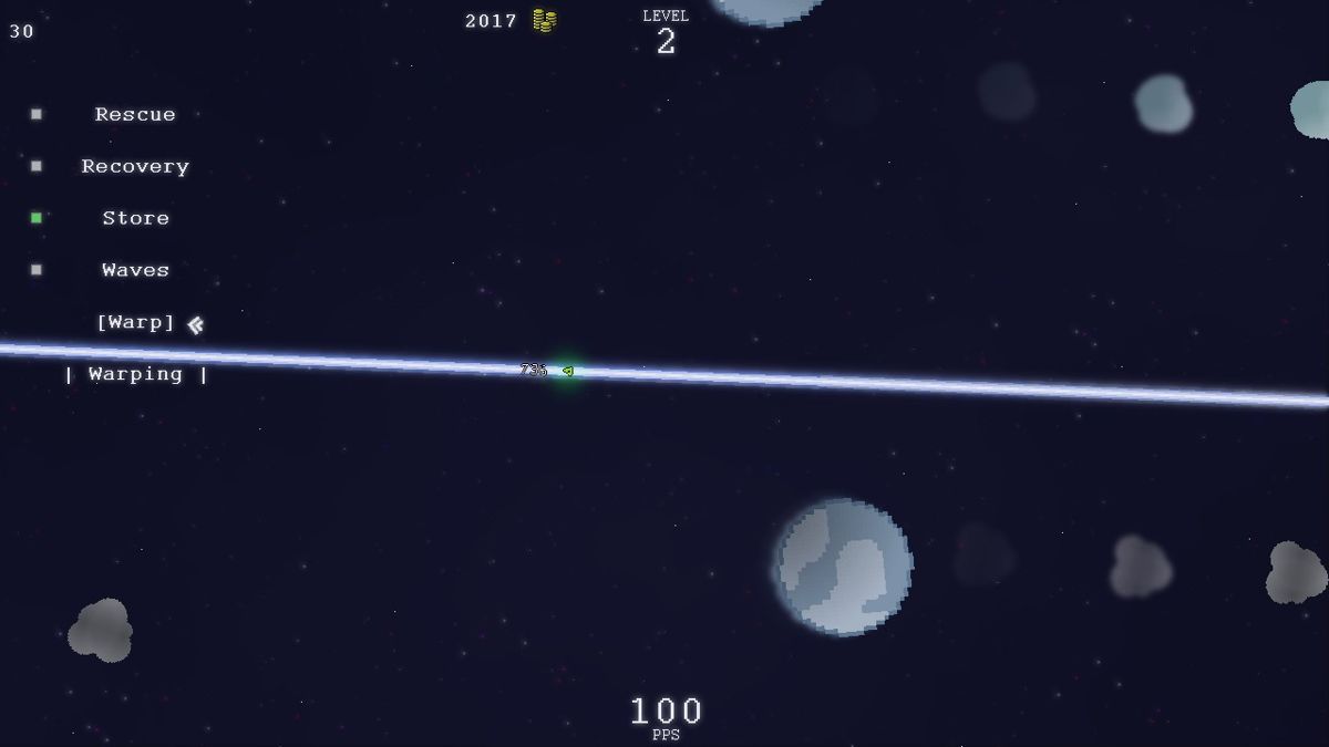 Pixel Space_ (Windows) screenshot: Warping, a fast way to travel.