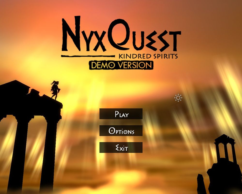 NyxQuest: Kindred Spirits (Windows) screenshot: Title and main menu (demo version)