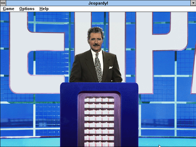 Jeopardy! (Windows 3.x) screenshot: This is the actually the host of the TV show