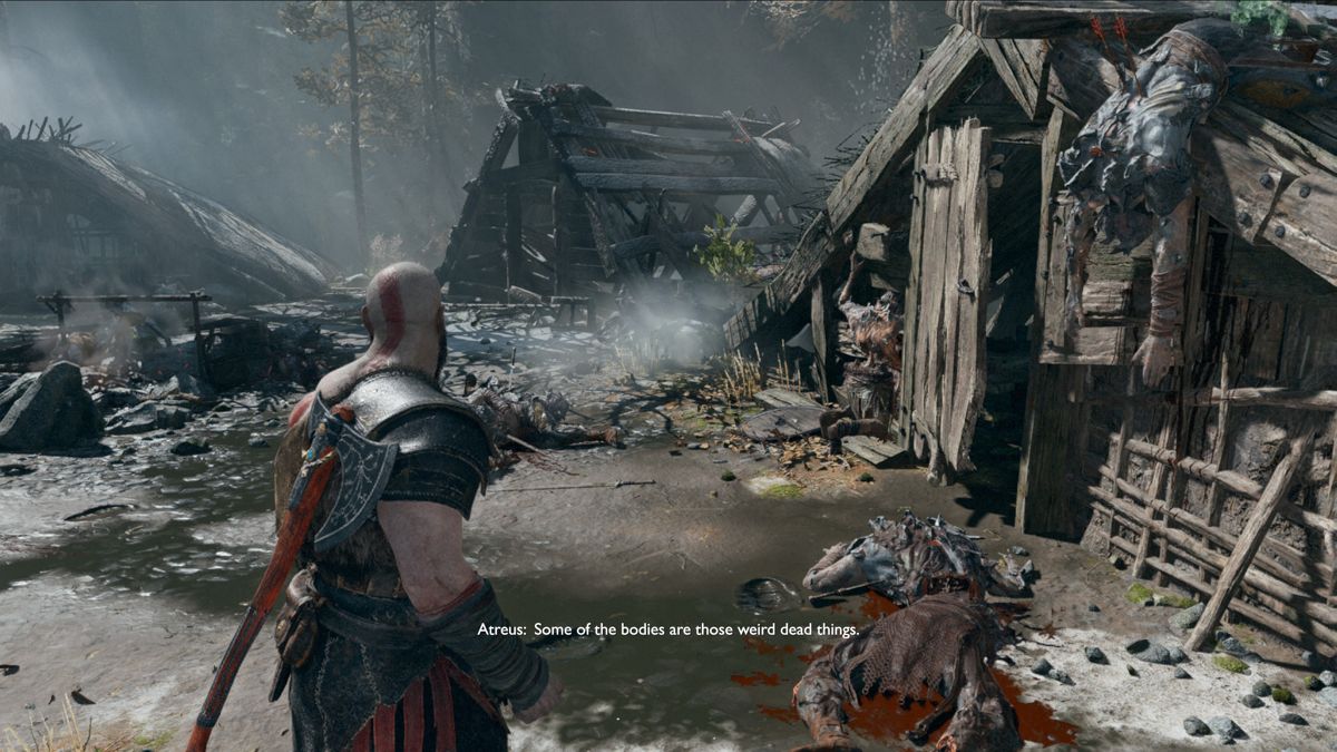 God of War (Windows) screenshot: Many environments show traces of past battles.