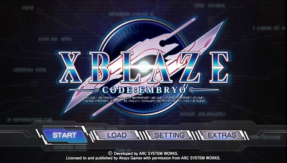XBlaze Code: Embryo (PS Vita) screenshot: Main menu