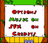 Gobs of Games (Game Boy Color) screenshot: Options menu