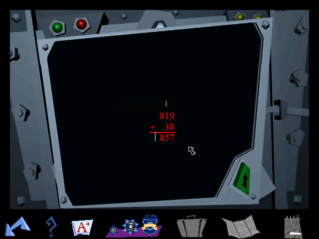 JumpStart Adventures: 5th Grade - Jo Hammet, Kid Detective (Windows 3.x) screenshot: ...by solving math problems