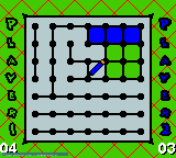 Gobs of Games (Game Boy Color) screenshot: See who can complete more squares in Dot Boxes.