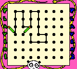 Gobs of Games (Game Boy Color) screenshot: Prevent your opponent from making it to another dot in Snake.