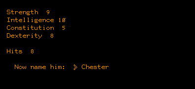 The Dungeon (Terminal) screenshot: Stats