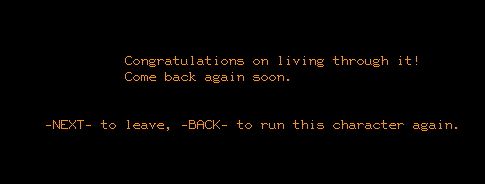 The Dungeon (Terminal) screenshot: You made it!