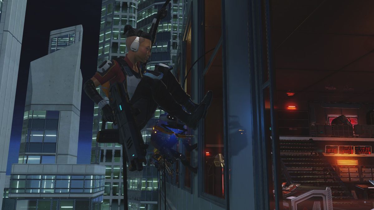 XCOM: Chimera Squad (Windows) screenshot: Chimera Squad breaching through the windows!