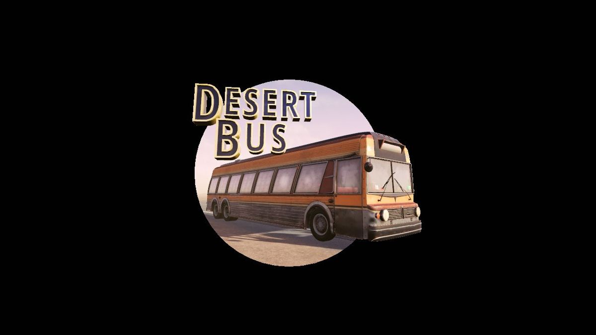 Desert Bus VR (Windows) screenshot: The title screen. This image moves around as the player moves the mouse before it eventually shows the buss arriving at the Tuscon bus stop