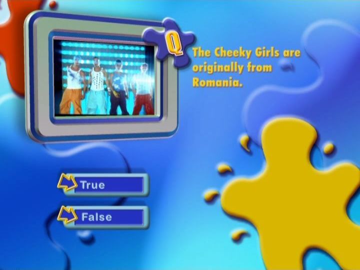 The Pop Party Game (DVD Player) screenshot: I've played three games and this is the only question that has not had four possible answers