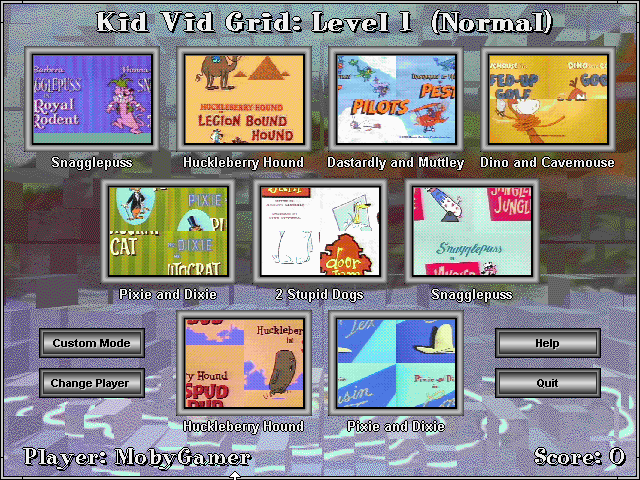 Kid Vid Grid (Windows 3.x) screenshot: Main menu