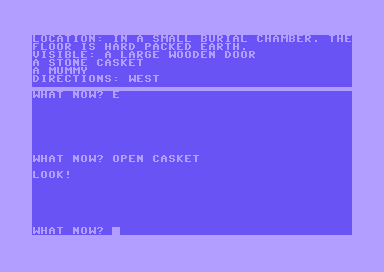 Pharaoh's Curse (Commodore 64) screenshot: Look Inside the Casket