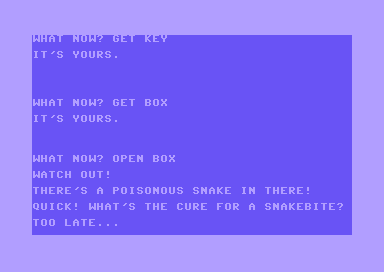 Pharaoh's Curse (Commodore 64) screenshot: Bit by a Poisonous Snake